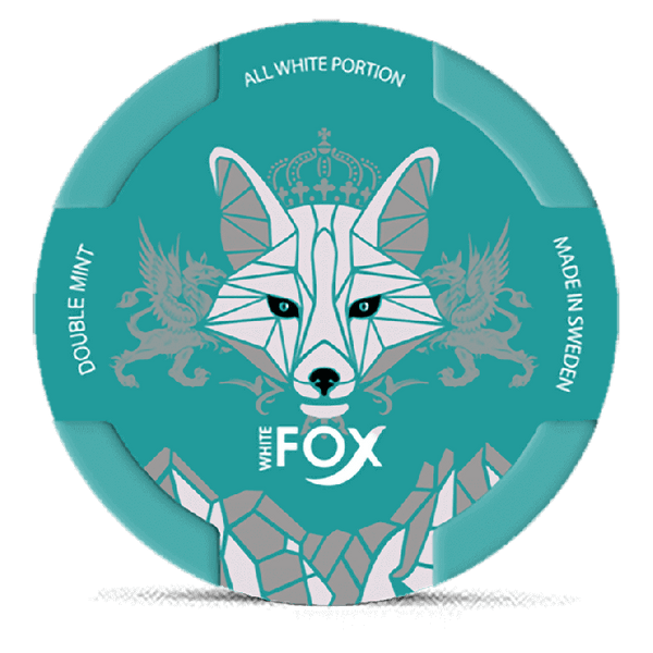 White Fox Double Mint nicotine pouch can