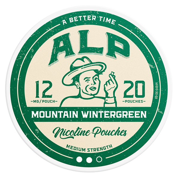 Can of ALP Mountain Wintergreen 12mg nicotine pouches