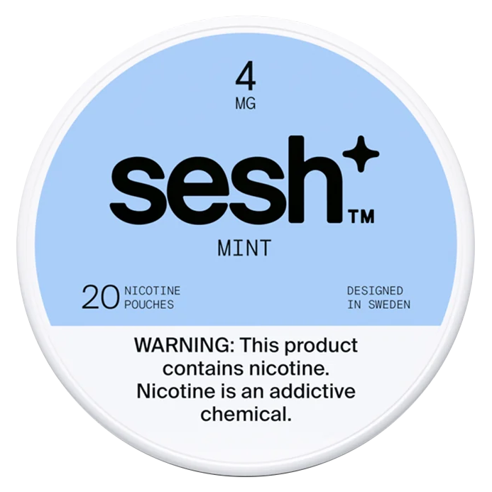 Can of Sesh+ Mint 4mg nicotine pouches