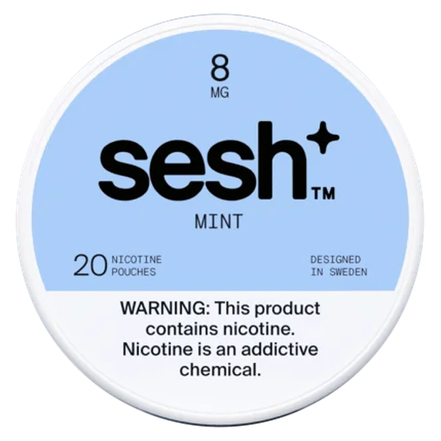 Can of Sesh+ Mint 8mg nicotine pouches