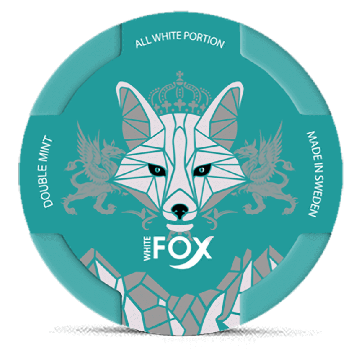 White Fox Double Mint nicotine pouch can