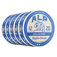 Five cans of ALP Chilled Mint 12mg nicotine pouches