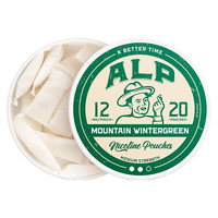 Open can of ALP Mountain Wintergreen 12mg nicotine pouches