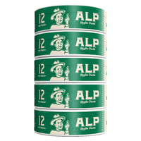 Five cans of ALP Mountain Wintergreen 12mg nicotine pouches, stacked