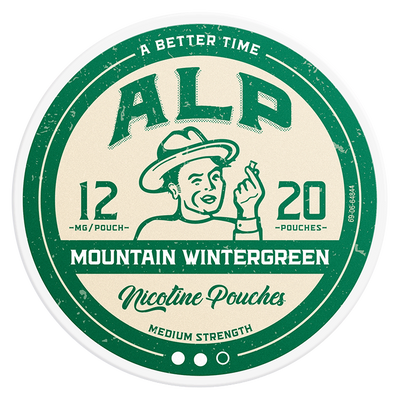 Can of ALP Mountain Wintergreen 12mg nicotine pouches