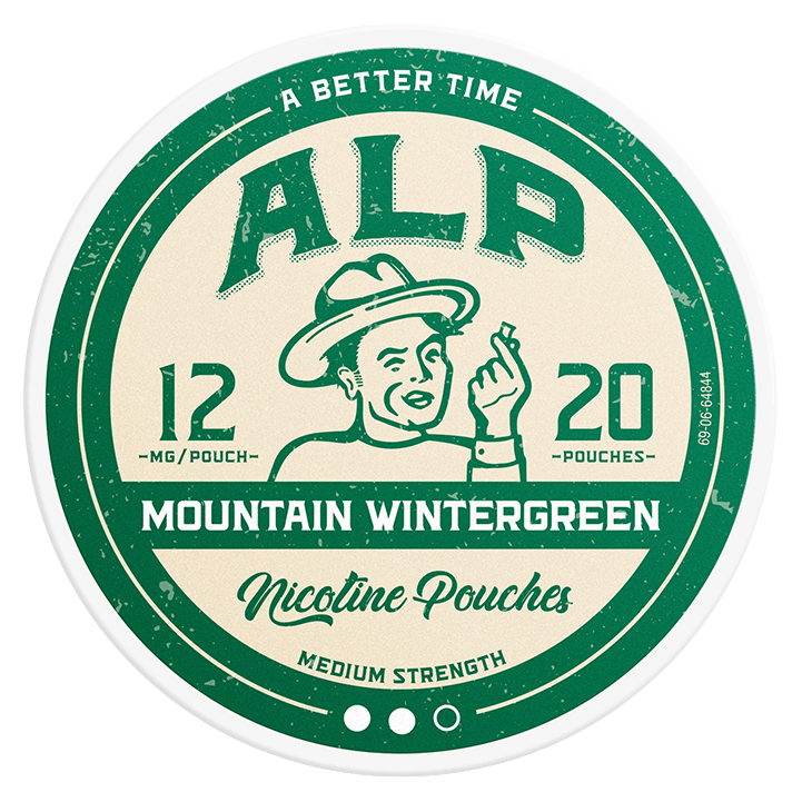 Can of ALP Mountain Wintergreen 12mg nicotine pouches
