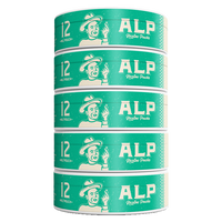 Five cans of ALP Tropical Fruit 12mg nicotine pouches, stacked