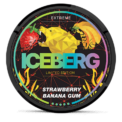 Can of Iceberg Strawberry Banana Gum nicotine pouches