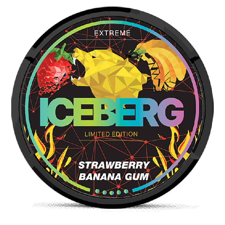 Can of Iceberg Strawberry Banana Gum nicotine pouches