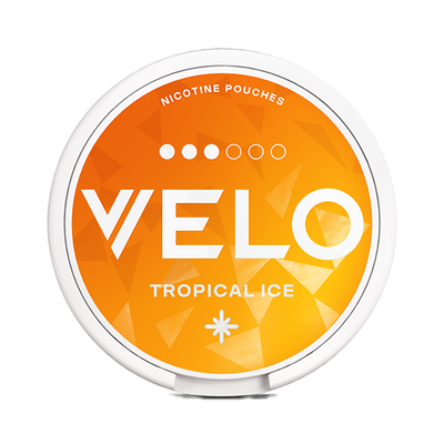 Can of VELO Tropical Ice nicotine pouches (UK)