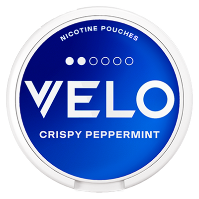 Can of VELO Crispy Peppermint nicotine pouches
