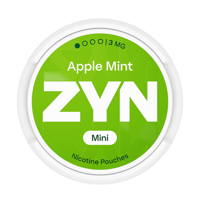 Can of ZYN Apple Mint Slim nicotine pouches (UK Mini image used — no Slim UK image available)