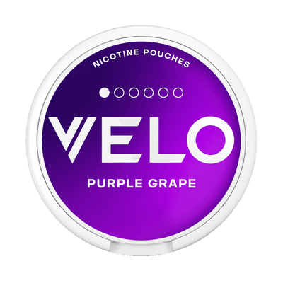 Can of VELO Purple Grape nicotine pouches (UK)
