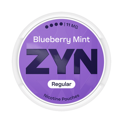 Can of ZYN Blueberry Mint 11mg nicotine pouches (UK)
