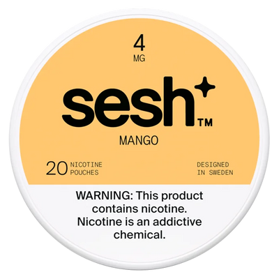 Can of Sesh+ Mango 4mg nicotine pouches