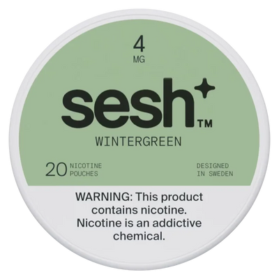 Can of Sesh+ Wintergreen 4mg nicotine pouches