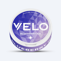 VELO Blueberry Ice can, angled view