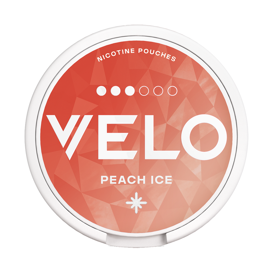 Can of VELO Peach Ice 10mg nicotine pouches